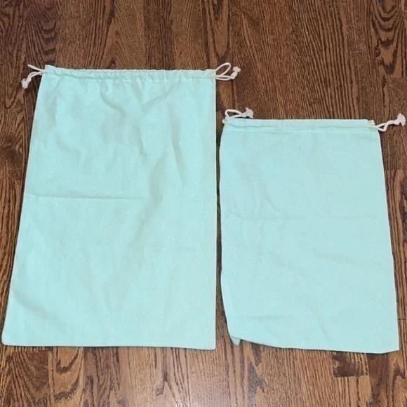 Off-White Set‎ Of 2 Blue Teal Storage Drawstring Dust Bags